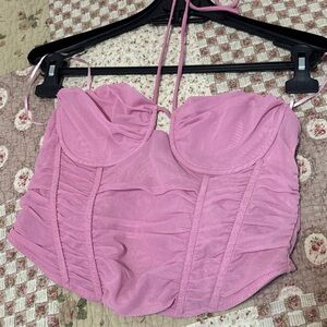 Zara Pink Ruched Crop Top